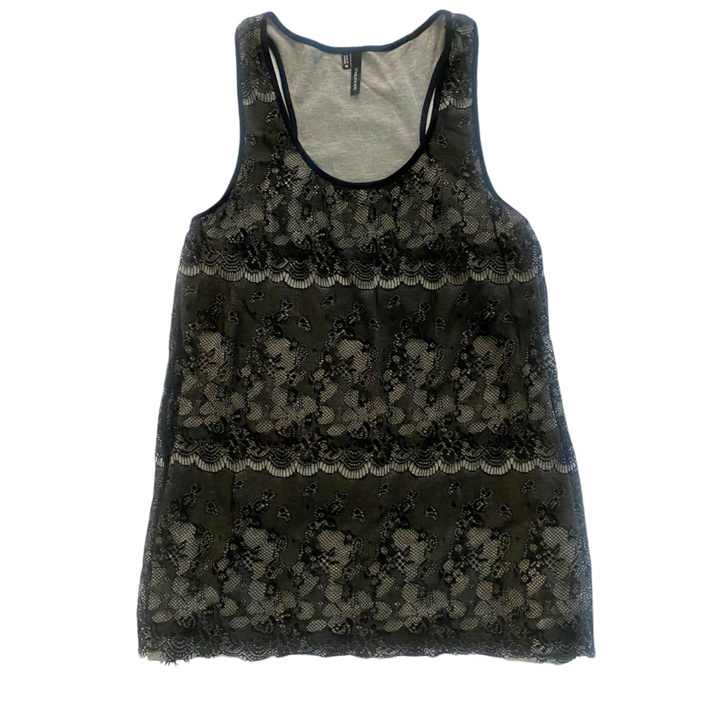 Maurices Lace Overlay Two-Toned Stretch Racerback Tank Top M